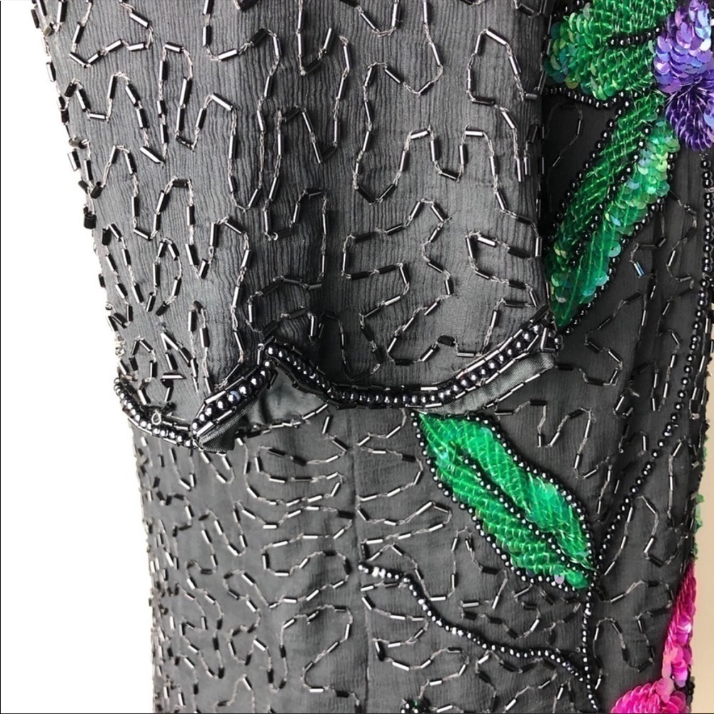 STENAY Vintage Silk Floral Sequin Beaded Blouse size L - Picture 9 of 12